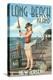 Long Beach Island, New Jersey - Fishing Pinup Girl-Lantern Press-Stretched Canvas