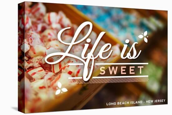 Long Beach Island, New Jersey - Life is Sweet - Rows of Candy-Lantern Press-Stretched Canvas