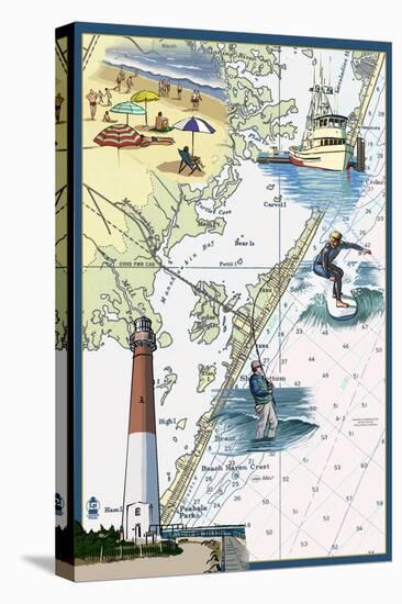 Long Beach Island, New Jersey - Nautical Chart-Lantern Press-Stretched Canvas