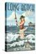 Long Beach Island, New Jersey - Pinup Girl Fishing-Lantern Press-Stretched Canvas