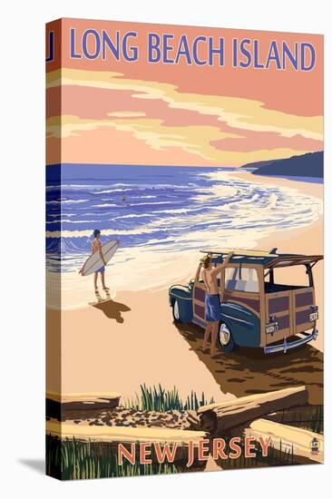 Long Beach Island, New Jersey - Woody on Beach-Lantern Press-Stretched Canvas