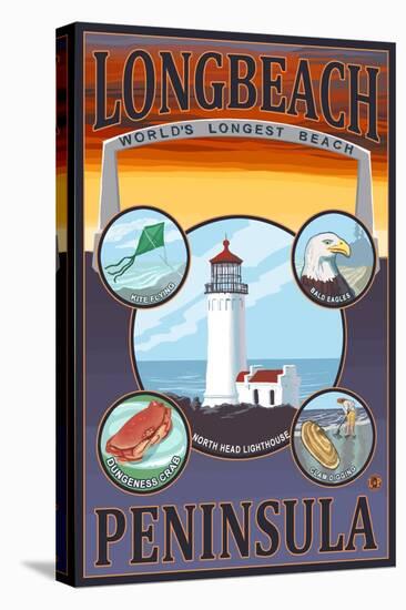 Long Beach, Washington - Travel-Lantern Press-Stretched Canvas