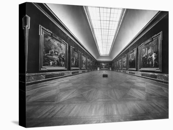 Long Gallery of Paintings at Louvre Museum with Skylight Ceilings-Nat Farbman-Premier Image Canvas