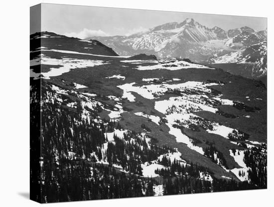 Long's Peak, in Rocky Mountain National Park, Colorado, ca. 1941-1942-Ansel Adams-Stretched Canvas