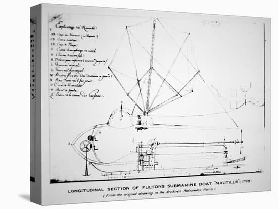 Longitudinal Section Plan of Fulton's Submarine 'Nautilus', 1798-Robert Fulton-Premier Image Canvas