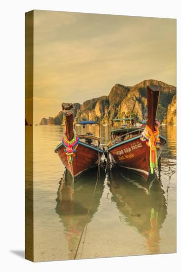 Longtail boats at sunrise, Ko Phi Khi Don Island, Krabi, Thailand, Southeast Asia, Asia-Markus Lange-Premier Image Canvas