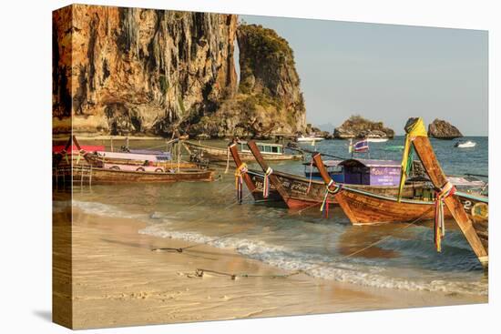 Longtail boats on Phra Nang beach, Railay Peninsula, Krabi Province, Thailand, Southeast Asia, Asia-Markus Lange-Premier Image Canvas