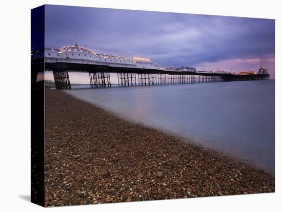 Looking Out at Brighton Pier from Brighton Beach, Taken at Sunset, Brighton, Sussex, England, UK-Ian Egner-Premier Image Canvas