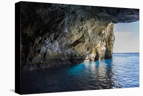 Looking Out to Sea from Inside a Large Sea Cave, New Zealand-James White-Premier Image Canvas