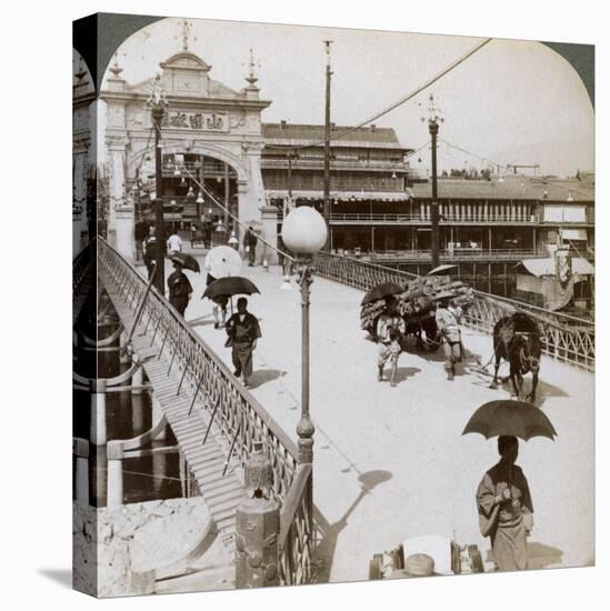 Looking West over the Kamo River (Kamogaw) at Shijo Bridge, Kyoto, Japan, 1904-Underwood & Underwood-Premier Image Canvas