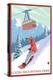 Loon Mountain Park - Snowboarder and Tram-Lantern Press-Stretched Canvas