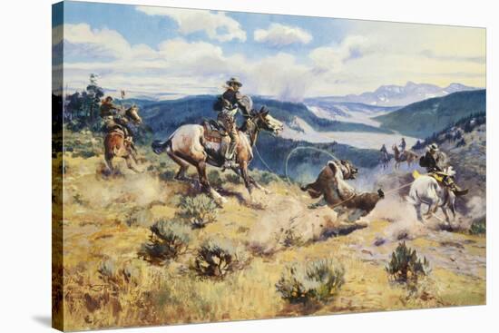 Loops and Swift Horses are Surer than Lead-Charles Marion Russell-Stretched Canvas