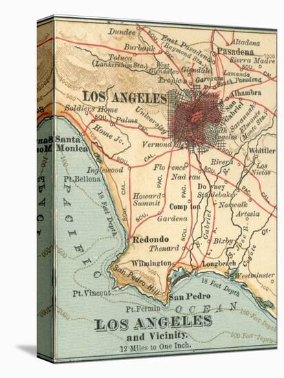 Los Angeles and Vicinity (C. 1900), from the 10th Edition of Encyclopaedia Britannica, Maps-Encyclopaedia Britannica-Stretched Canvas