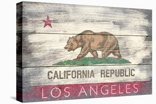 Los Angeles, California - Barnwood State Flag-Lantern Press-Stretched Canvas