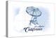 Los Angeles, California - Beach Chair and Umbrella - Blue - Coastal Icon-Lantern Press-Stretched Canvas