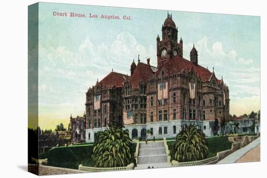 Los Angeles, California - Exterior View of the Court House-Lantern Press-Stretched Canvas