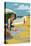 Los Angeles, California - Woman on the Beach-Lantern Press-Stretched Canvas