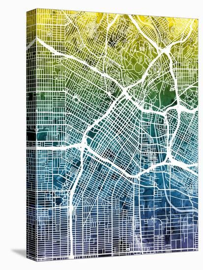 Los Angeles City Street Map-Michael Tompsett-Stretched Canvas