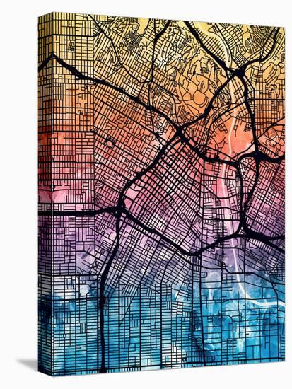 Los Angeles City Street Map-Michael Tompsett-Stretched Canvas