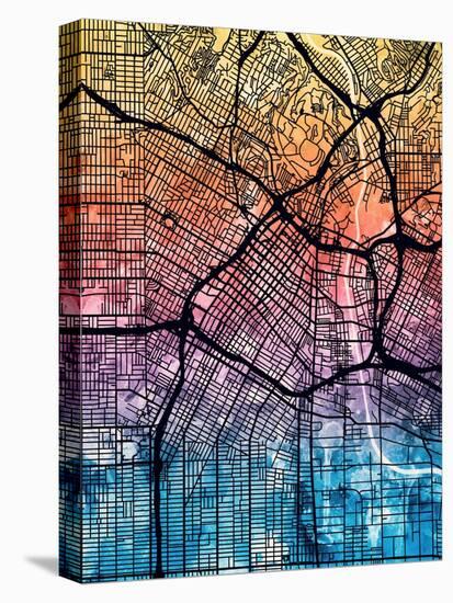 Los Angeles City Street Map-Tompsett Michael-Stretched Canvas