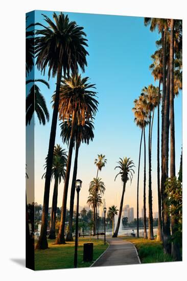 Los Angeles Downtown Park View with Palm Trees.-Songquan Deng-Premier Image Canvas