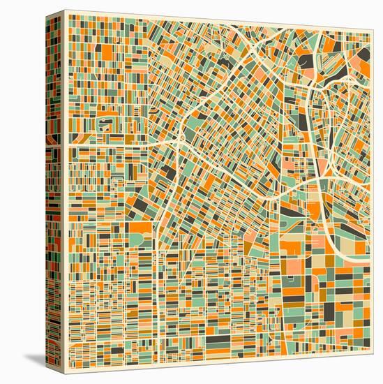 Los Angeles Map-Jazzberry Blue-Stretched Canvas