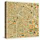 Los Angeles Map-Jazzberry Blue-Stretched Canvas