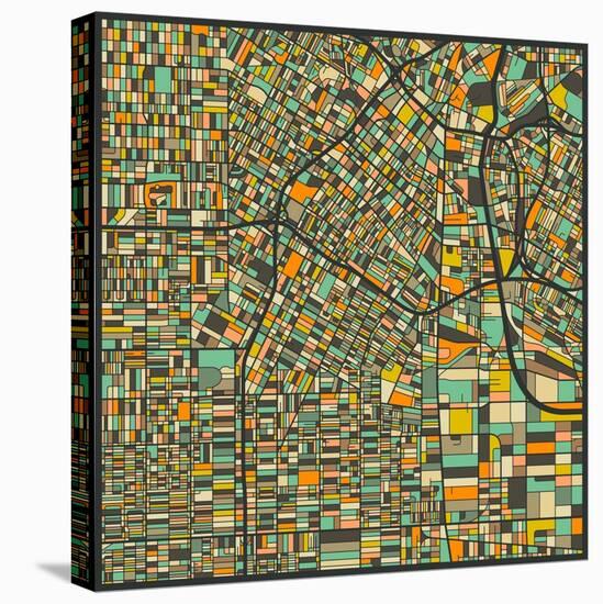 Los Angeles Map-Jazzberry Blue-Stretched Canvas