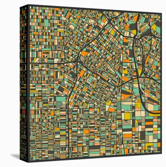 Los Angeles Map-Jazzberry Blue-Stretched Canvas