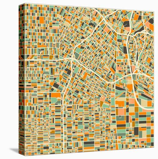 Los Angeles Map-Blue Jazzberry-Stretched Canvas