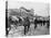 Los Angeles Police Officers Bicycling Past Broadway Storefronts-null-Premier Image Canvas