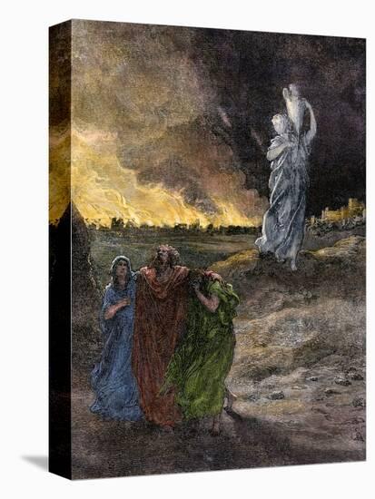 Lot's Wife Becomes a Pillar of Salt Because She Looked Back at Sodom's Destruction-null-Premier Image Canvas