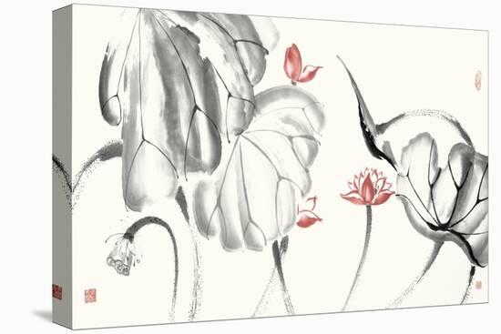 Lotus Study with Coral III-Nan Rae-Stretched Canvas