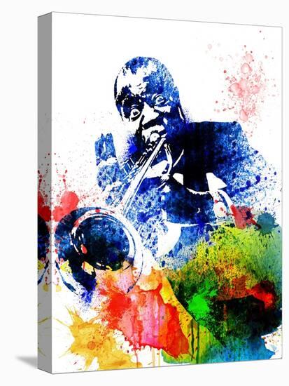 Louis Armstrong Watercolor-Jack Hunter-Stretched Canvas