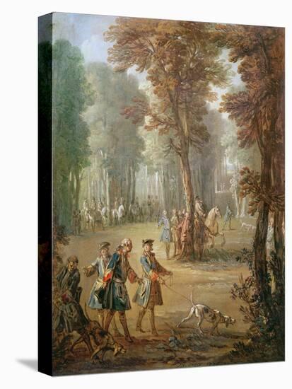 Louis Xv (1710-74) and His Bloodhound at Puys, Cartoon for a Tapestry, 1738-Jean-Baptiste Oudry-Premier Image Canvas