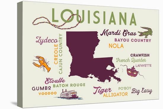Louisiana and Icons-Lantern Press-Stretched Canvas