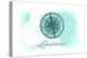 Louisiana - Compass - Teal - Coastal Icon-Lantern Press-Stretched Canvas