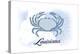 Louisiana - Crab - Blue - Coastal Icon-Lantern Press-Stretched Canvas