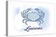 Louisiana - Crab - Blue - Coastal Icon-Lantern Press-Stretched Canvas