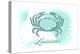 Louisiana - Crab - Teal - Coastal Icon-Lantern Press-Stretched Canvas