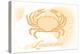 Louisiana - Crab - Yellow - Coastal Icon-Lantern Press-Stretched Canvas