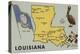 Louisiana - Detailed Map of State-Lantern Press-Stretched Canvas