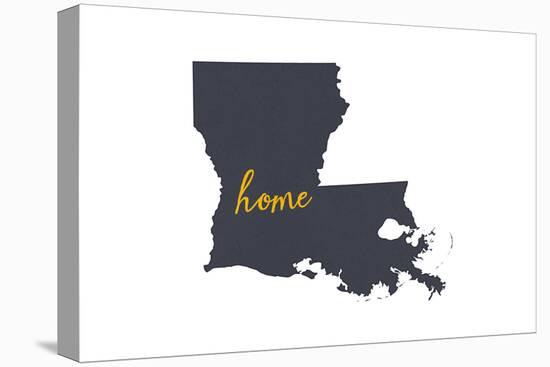 Louisiana - Home State - Gray on White-Lantern Press-Stretched Canvas