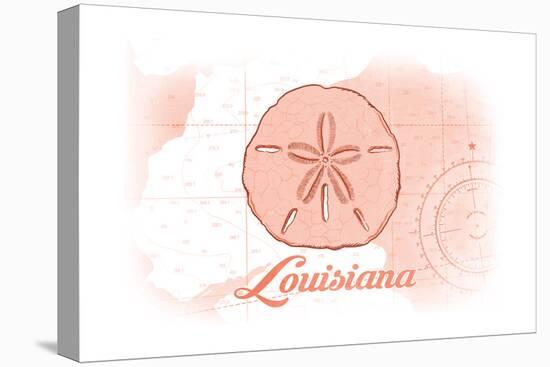 Louisiana - Sand Dollar - Coral - Coastal Icon-Lantern Press-Stretched Canvas