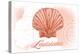 Louisiana - Scallop Shell - Coral - Coastal Icon-Lantern Press-Stretched Canvas