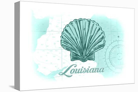 Louisiana - Scallop Shell - Teal - Coastal Icon-Lantern Press-Stretched Canvas