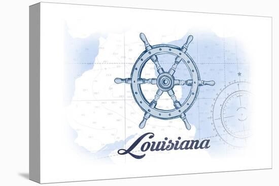 Louisiana - Ship Wheel - Blue - Coastal Icon-Lantern Press-Stretched Canvas