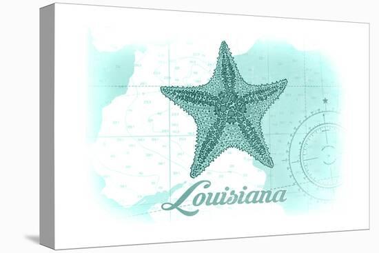 Louisiana - Starfish - Teal - Coastal Icon-Lantern Press-Stretched Canvas