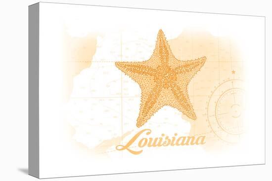 Louisiana - Starfish - Yellow - Coastal Icon-Lantern Press-Stretched Canvas