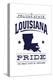 Louisiana State Pride - Blue on White-Lantern Press-Stretched Canvas